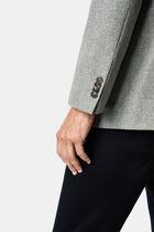 Orta Gri 4 Drop Relaxed Fit Rahat Kesim Yünlü Mono Yaka Klasik Ceket