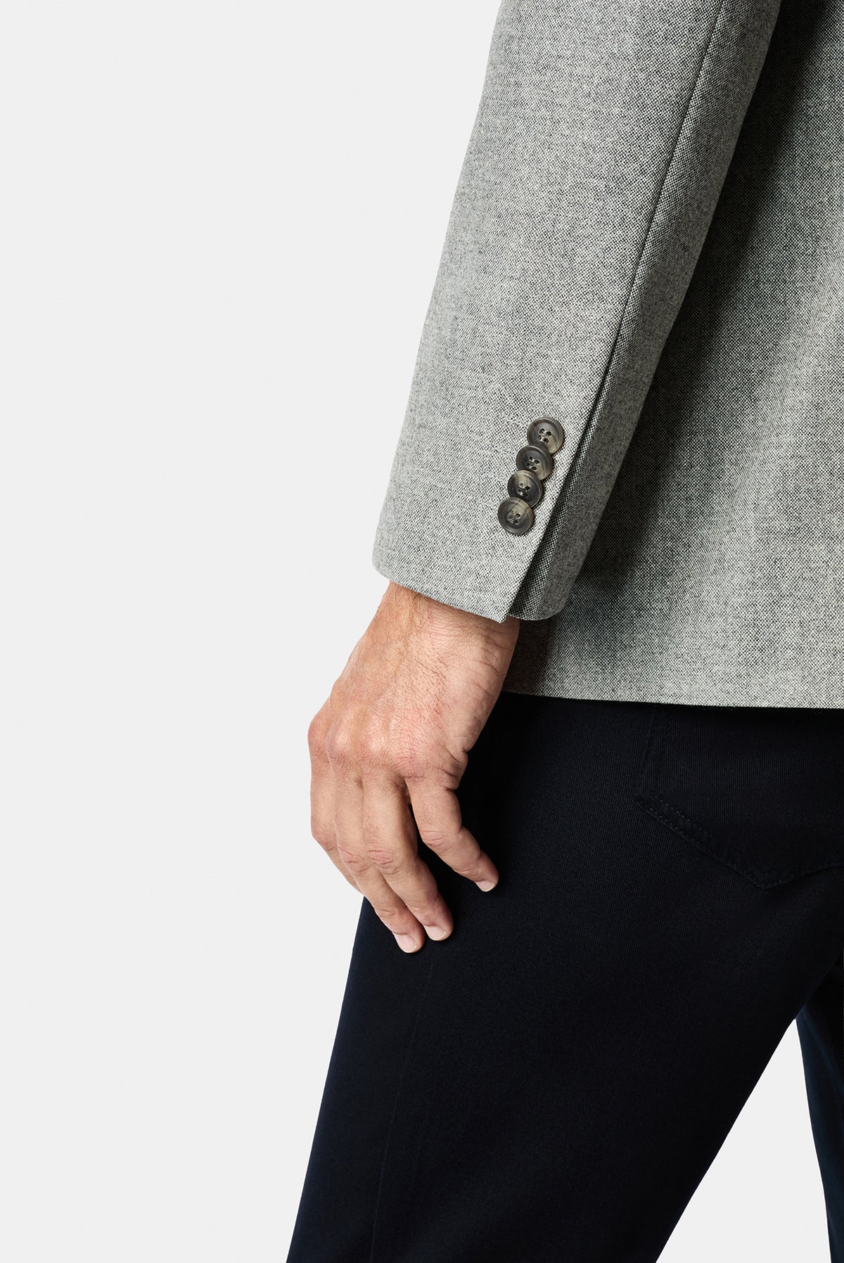 Orta Gri 4 Drop Relaxed Fit Rahat Kesim Yünlü Mono Yaka Klasik Ceket