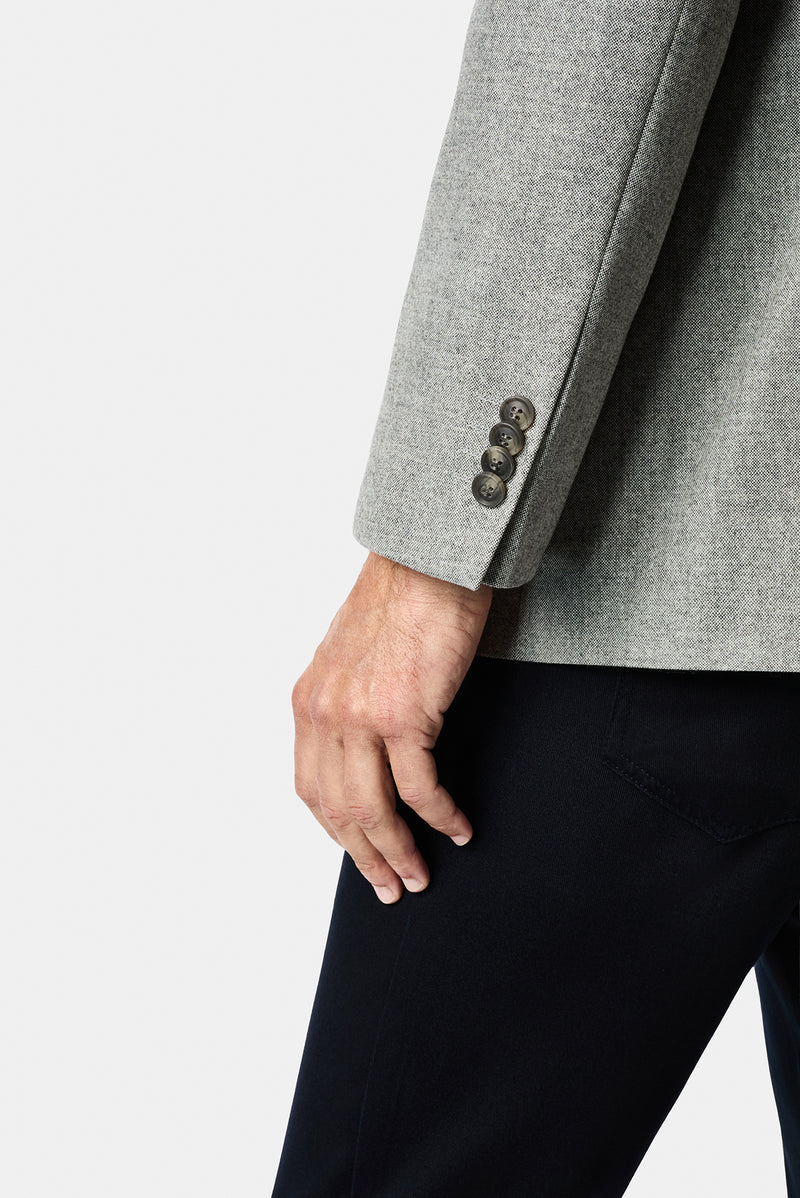 Orta Gri 4 Drop Relaxed Fit Rahat Kesim Yünlü Mono Yaka Klasik Ceket