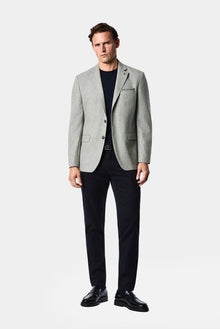 Orta Gri 4 Drop Relaxed Fit Rahat Kesim Yünlü Mono Yaka Klasik Ceket