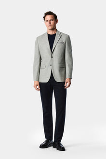 Orta Gri 4 Drop Relaxed Fit Rahat Kesim Yünlü Mono Yaka Klasik Ceket
