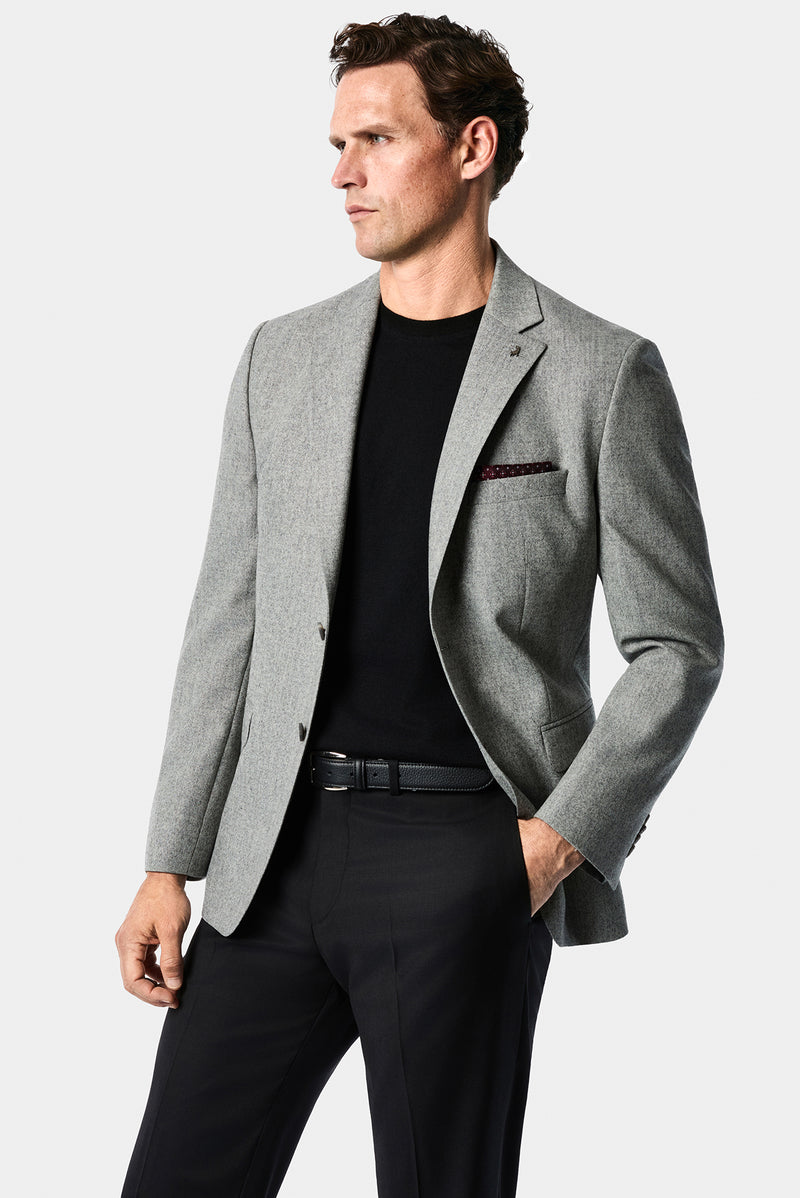 Açık Füme 4 Drop Relaxed Fit Rahat Kesim Yünlü Mono Yaka Klasik Ceket