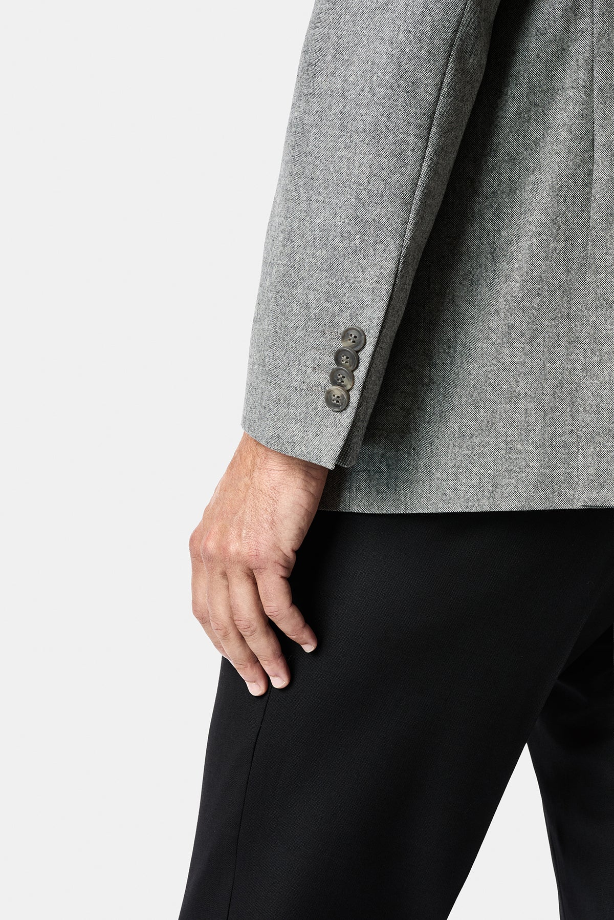 Açık Füme 4 Drop Relaxed Fit Rahat Kesim Yünlü Mono Yaka Klasik Ceket