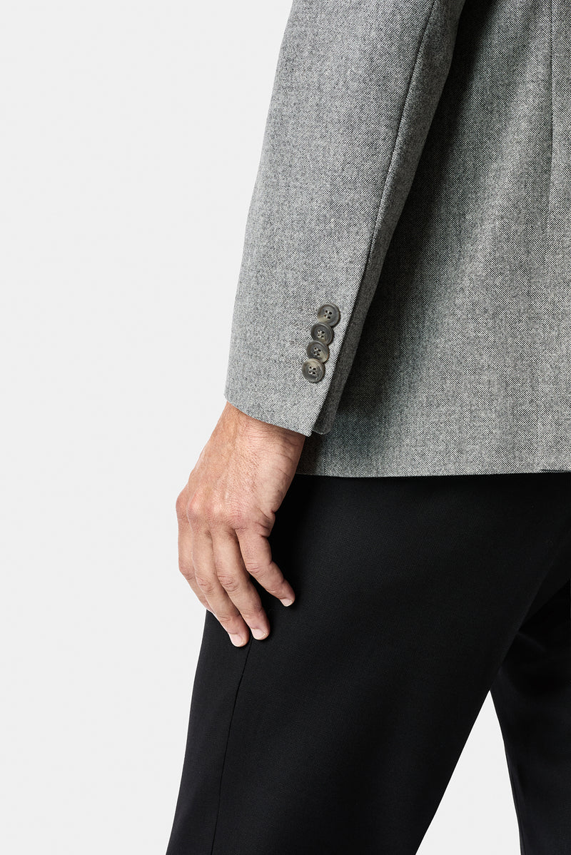 Açık Füme 4 Drop Relaxed Fit Rahat Kesim Yünlü Mono Yaka Klasik Ceket
