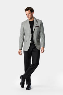 Açık Füme 4 Drop Relaxed Fit Rahat Kesim Yünlü Mono Yaka Klasik Ceket