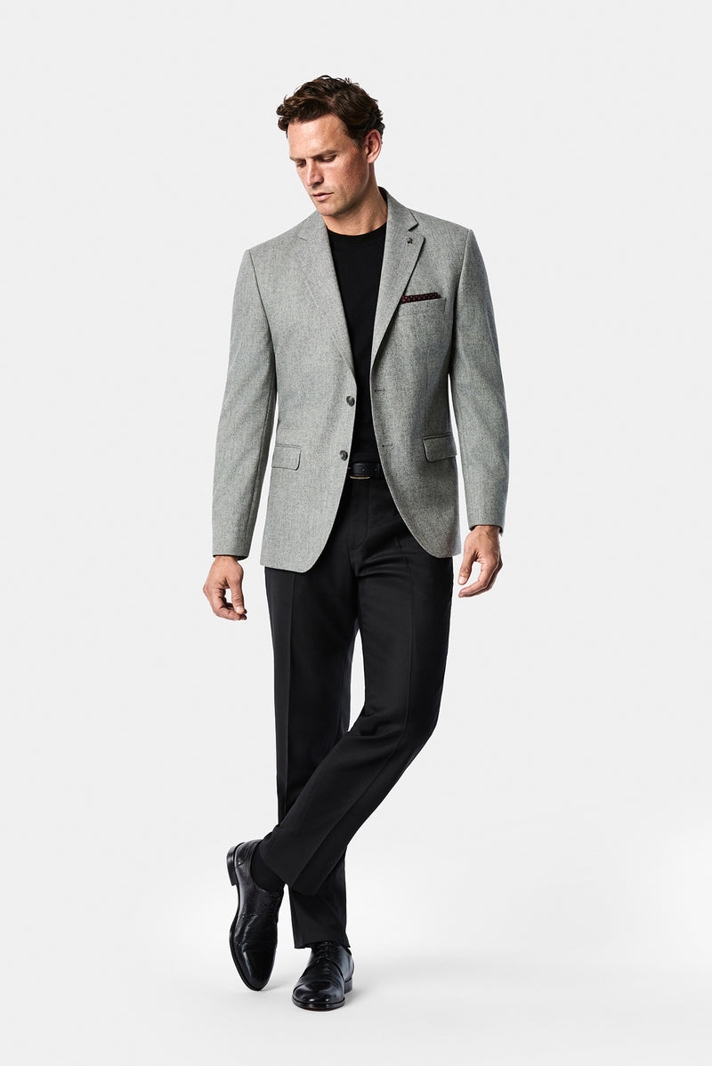 Açık Füme 4 Drop Relaxed Fit Rahat Kesim Yünlü Mono Yaka Klasik Ceket