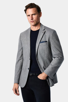Açık Lacivert 4 Drop Relaxed Fit Rahat Kesim Yünlü Mono Yaka Klasik Ceket
