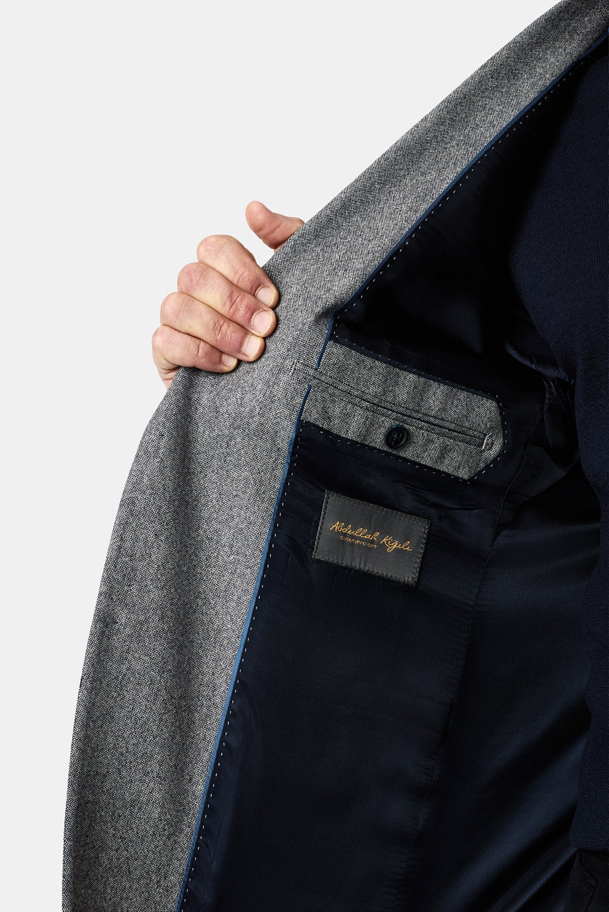 Açık Lacivert 4 Drop Relaxed Fit Rahat Kesim Yünlü Mono Yaka Klasik Ceket