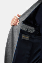Açık Lacivert 4 Drop Relaxed Fit Rahat Kesim Yünlü Mono Yaka Klasik Ceket