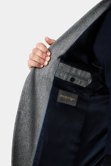 Açık Lacivert 4 Drop Relaxed Fit Rahat Kesim Yünlü Mono Yaka Klasik Ceket