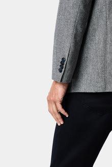 Açık Lacivert 4 Drop Relaxed Fit Rahat Kesim Yünlü Mono Yaka Klasik Ceket
