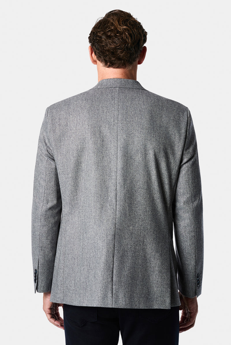 Açık Lacivert 4 Drop Relaxed Fit Rahat Kesim Yünlü Mono Yaka Klasik Ceket
