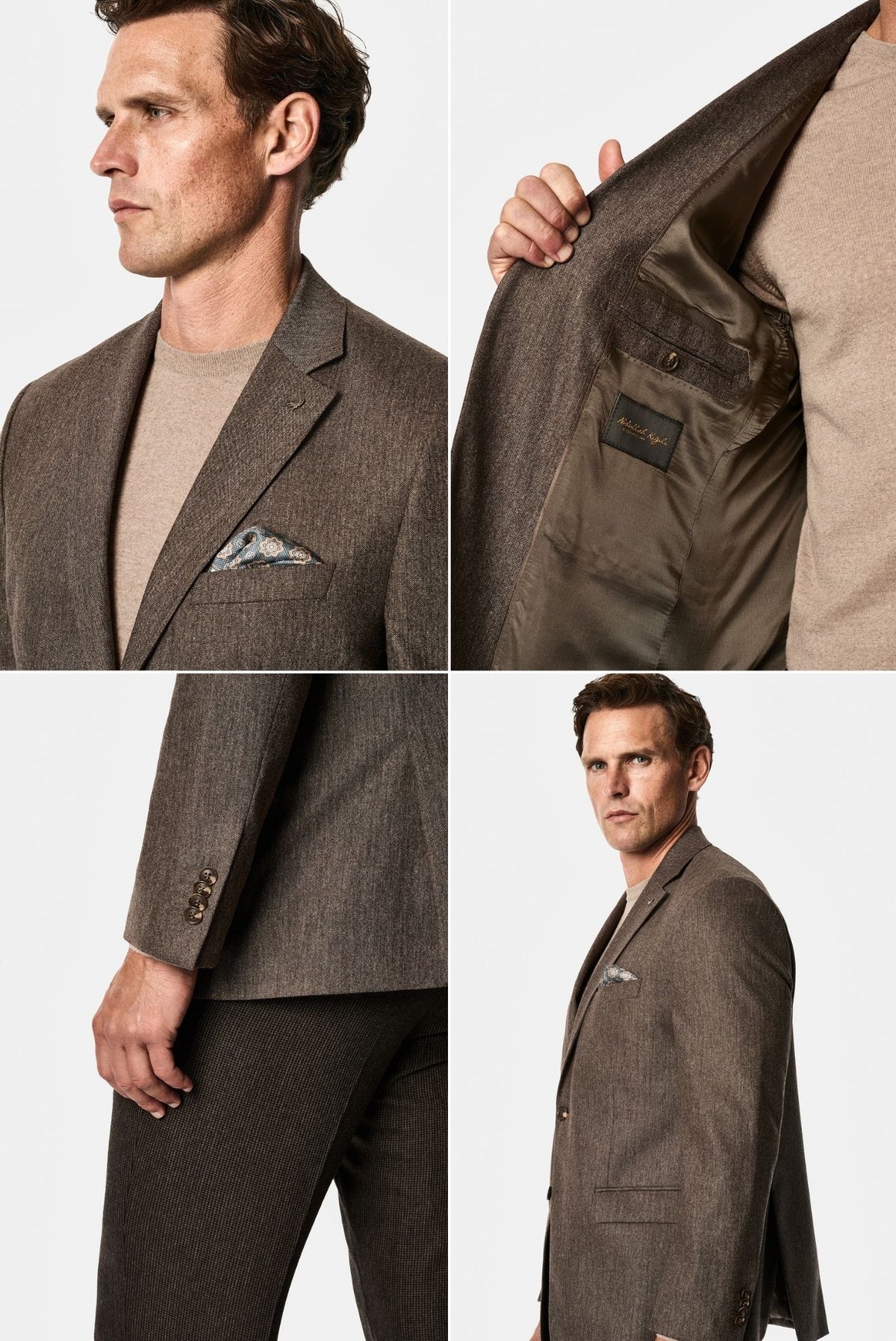 Orta Kahve 4 Drop Relaxed Fit Rahat Kesim Yünlü Mono Yaka Klasik Ceket