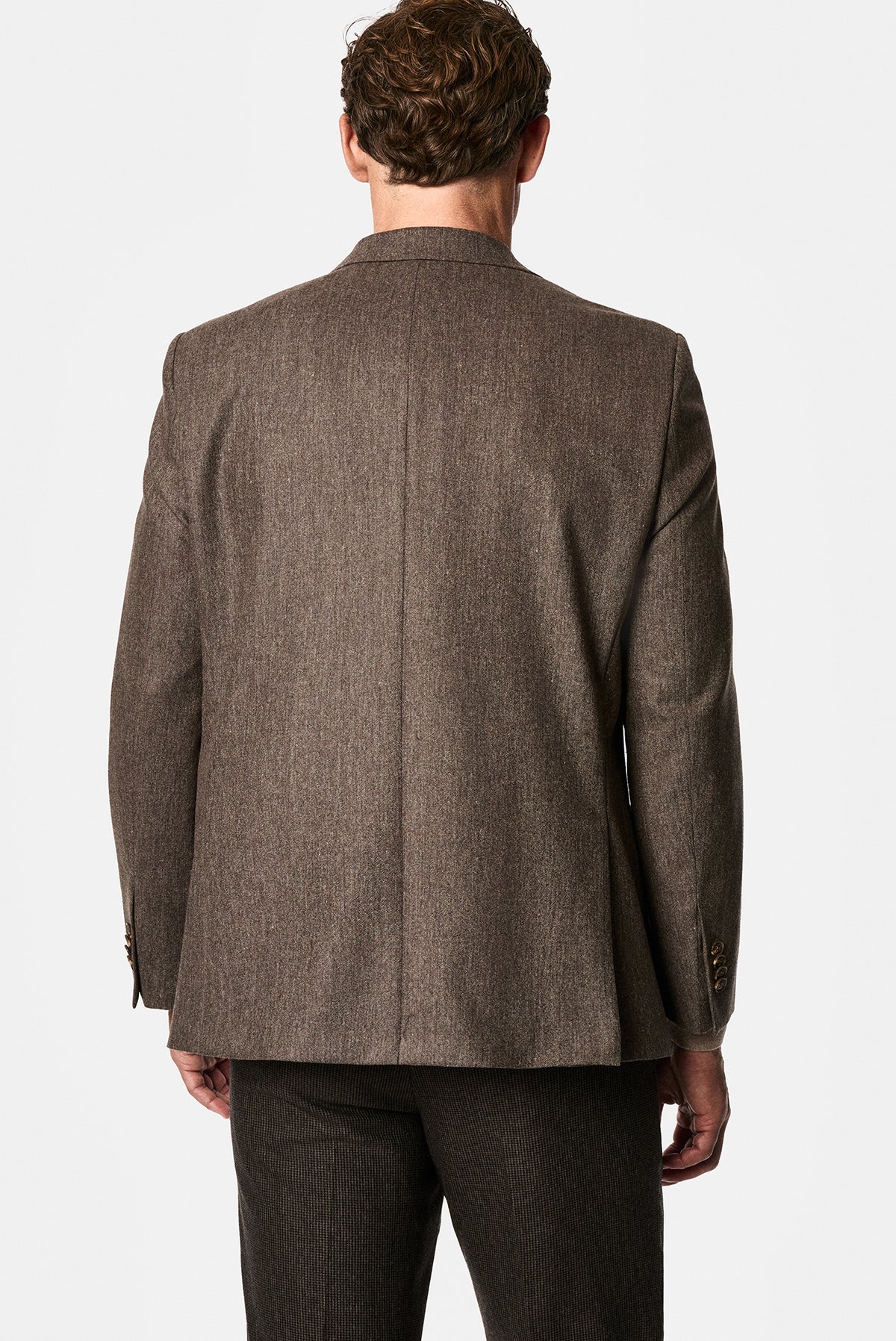 Orta Kahve 4 Drop Relaxed Fit Rahat Kesim Yünlü Mono Yaka Klasik Ceket