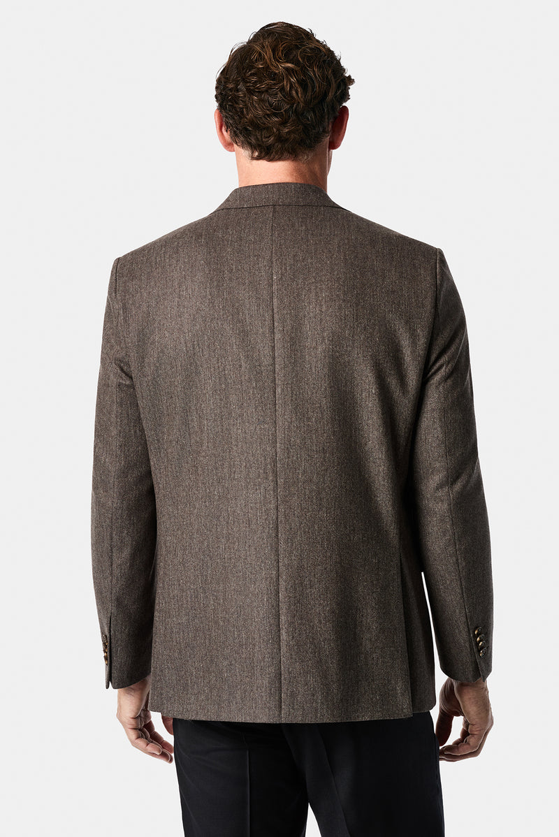 Orta Kahve 4 Drop Relaxed Fit Rahat Kesim Yünlü Mono Yaka Klasik Ceket