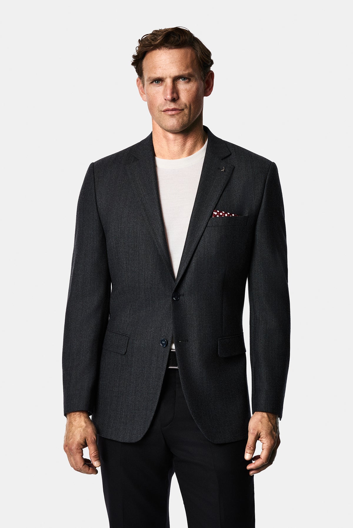 Koyu Antrasit 4 Drop Relaxed Fit Mono Yaka Balıksırtı Yünlü Klasik Ceket