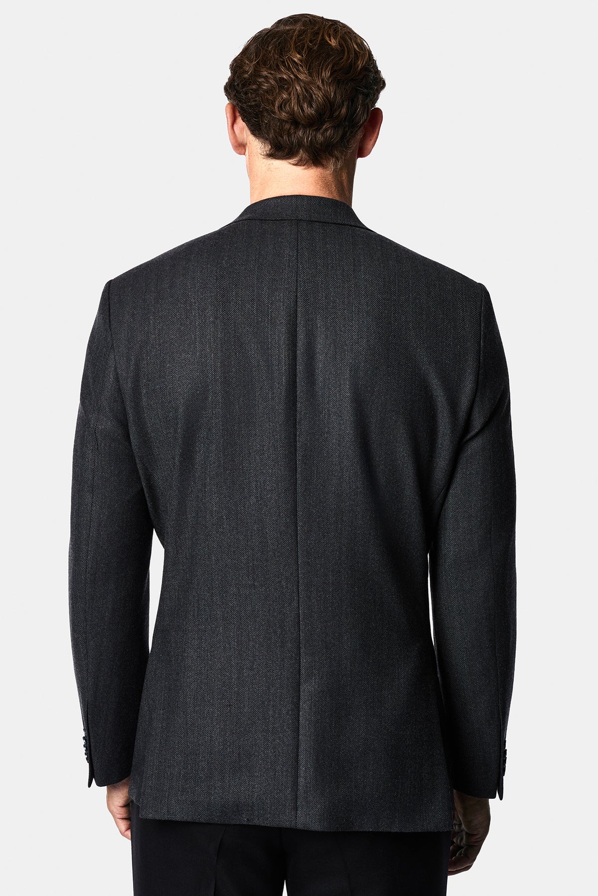 Koyu Antrasit 4 Drop Relaxed Fit Mono Yaka Balıksırtı Yünlü Klasik Ceket