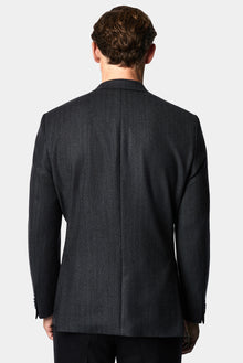 Koyu Antrasit 4 Drop Relaxed Fit Mono Yaka Balıksırtı Yünlü Klasik Ceket