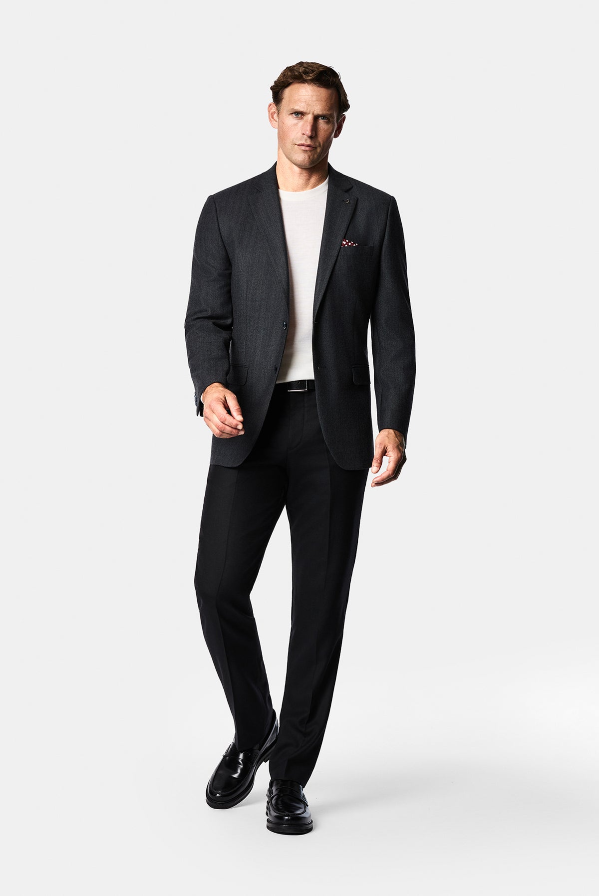 Koyu Antrasit 4 Drop Relaxed Fit Mono Yaka Balıksırtı Yünlü Klasik Ceket