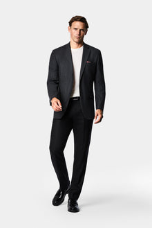 Koyu Antrasit 4 Drop Relaxed Fit Mono Yaka Balıksırtı Yünlü Klasik Ceket