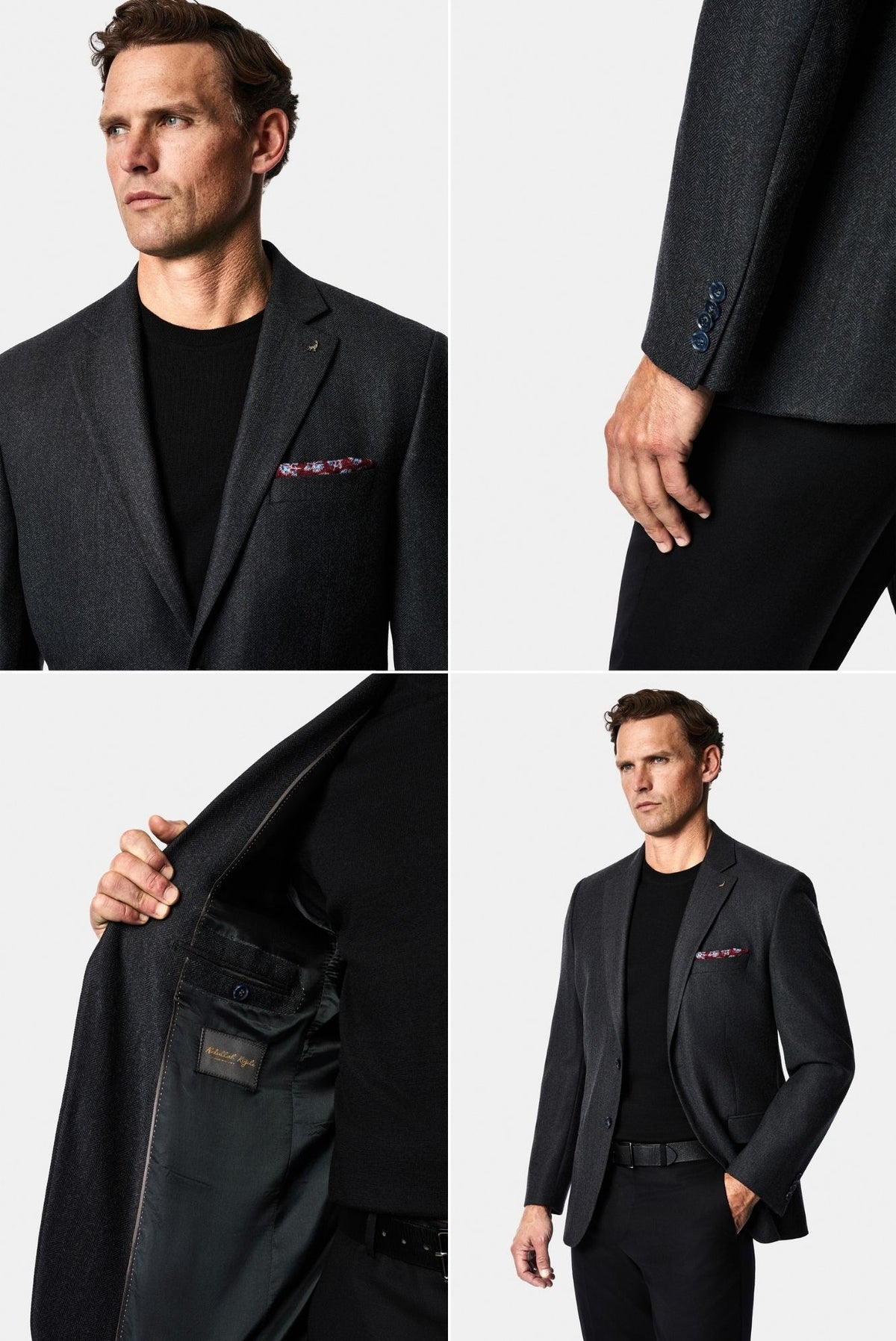 Orta Antrasit 4 Drop Relaxed Fit Mono Yaka Balıksırtı Yünlü Klasik Ceket