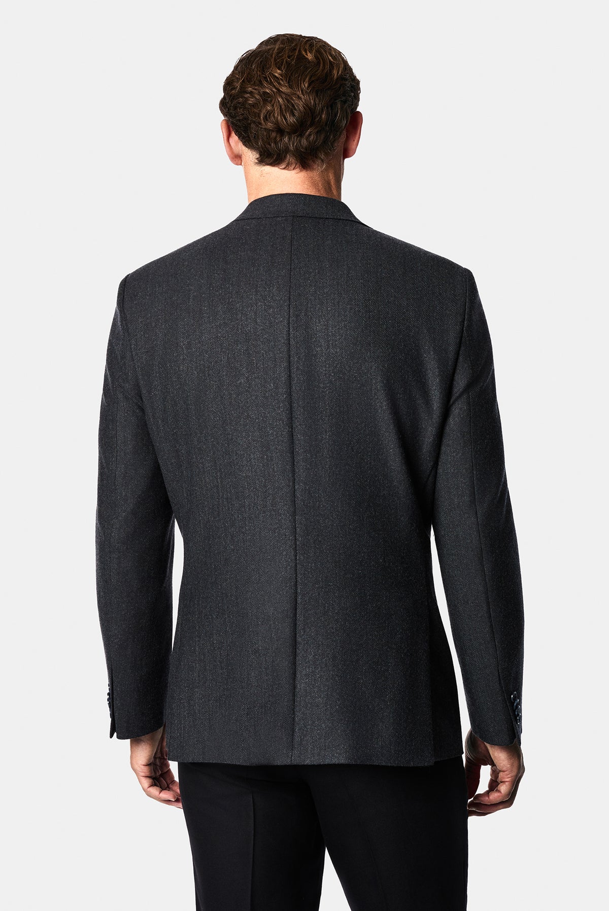 Orta Antrasit 4 Drop Relaxed Fit Mono Yaka Balıksırtı Yünlü Klasik Ceket