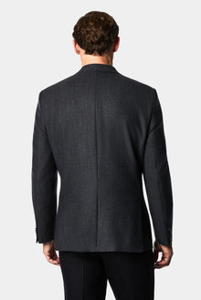Orta Antrasit 4 Drop Relaxed Fit Mono Yaka Balıksırtı Yünlü Klasik Ceket