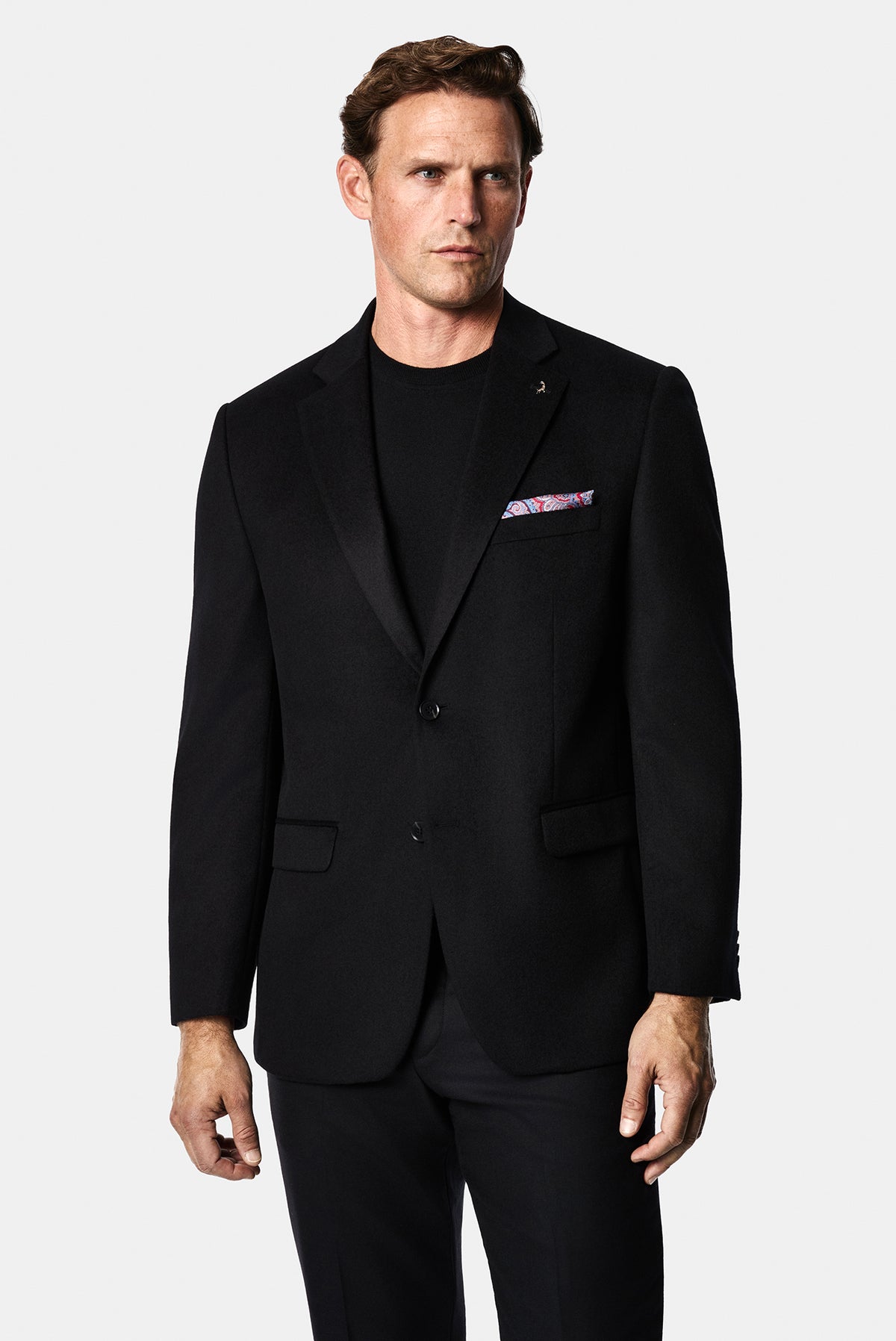 Siyah 4 Drop Relaxed Fit Rahat Kesim %100 Yün Mono Yaka Klasik Ceket