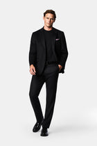 Siyah 4 Drop Relaxed Fit Rahat Kesim %100 Yün Mono Yaka Klasik Ceket