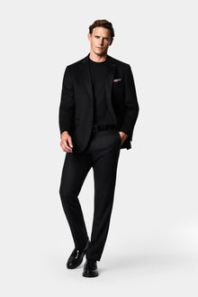 Siyah 4 Drop Relaxed Fit Rahat Kesim %100 Yün Mono Yaka Klasik Ceket