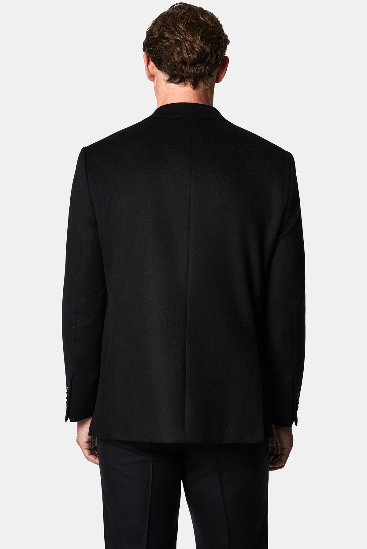 Siyah 4 Drop Relaxed Fit Rahat Kesim %100 Yün Mono Yaka Klasik Ceket
