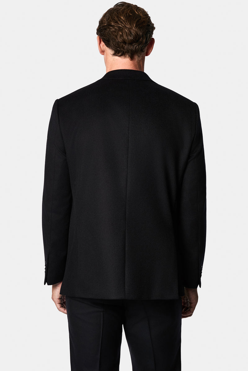 Siyah 4 Drop Relaxed Fit Rahat Kesim %100 Yün Mono Yaka Klasik Ceket