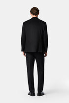 Siyah 4 Drop Relaxed Fit Rahat Kesim %100 Yün Mono Yaka Klasik Ceket
