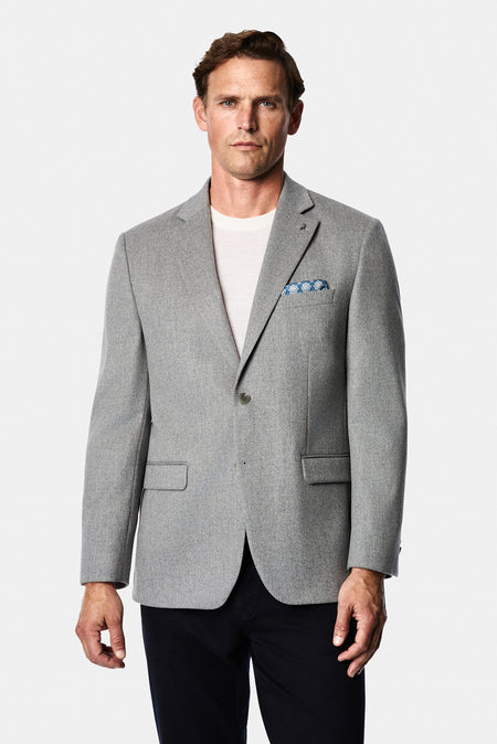 Açık Gri 4 Drop Relaxed Fit Rahat Kesim %100 Yün Mono Yaka Klasik Ceket
