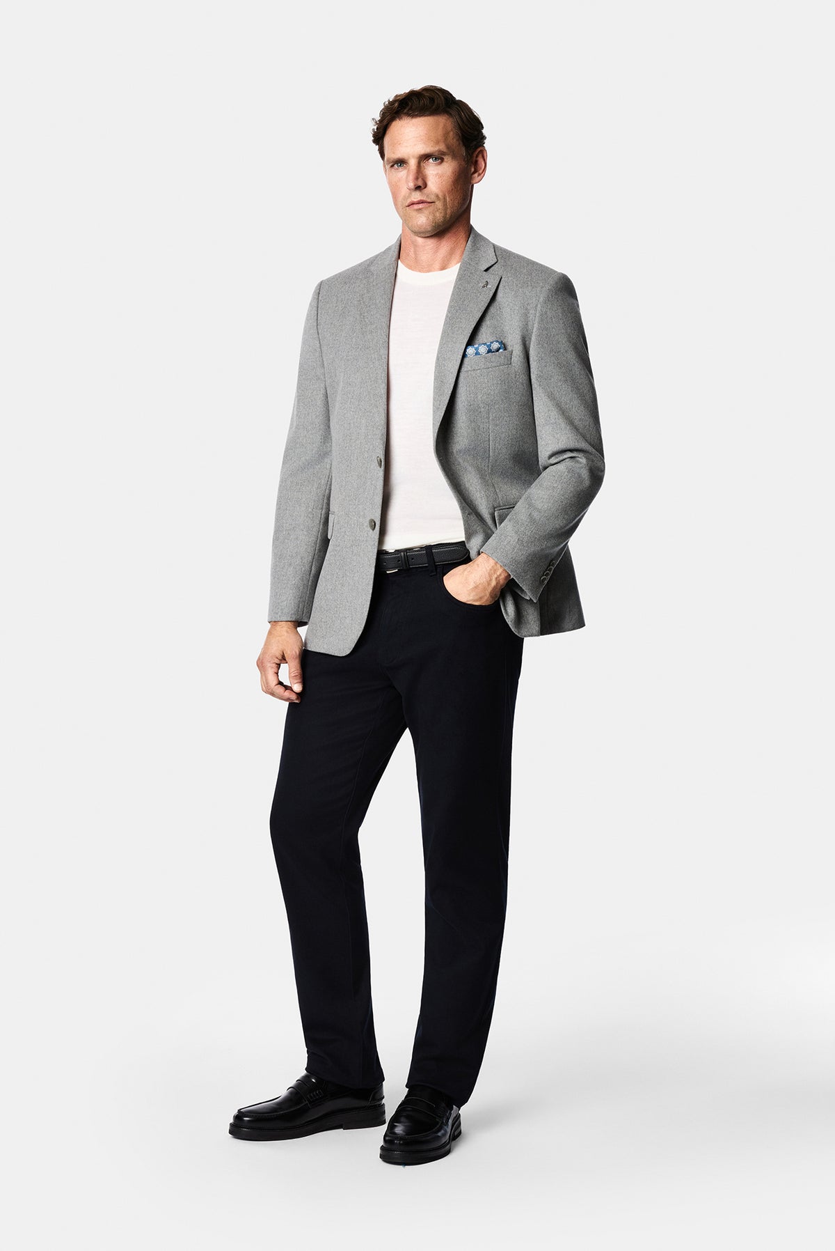 Açık Gri 4 Drop Relaxed Fit Rahat Kesim %100 Yün Mono Yaka Klasik Ceket