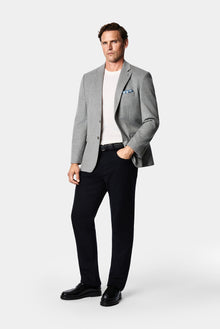 Açık Gri 4 Drop Relaxed Fit Rahat Kesim %100 Yün Mono Yaka Klasik Ceket