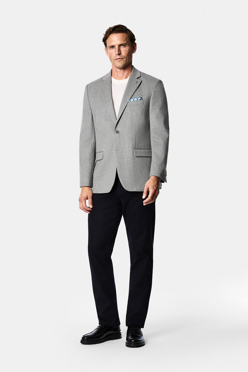Açık Gri 4 Drop Relaxed Fit Rahat Kesim %100 Yün Mono Yaka Klasik Ceket