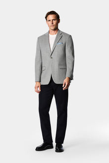 Açık Gri 4 Drop Relaxed Fit Rahat Kesim %100 Yün Mono Yaka Klasik Ceket