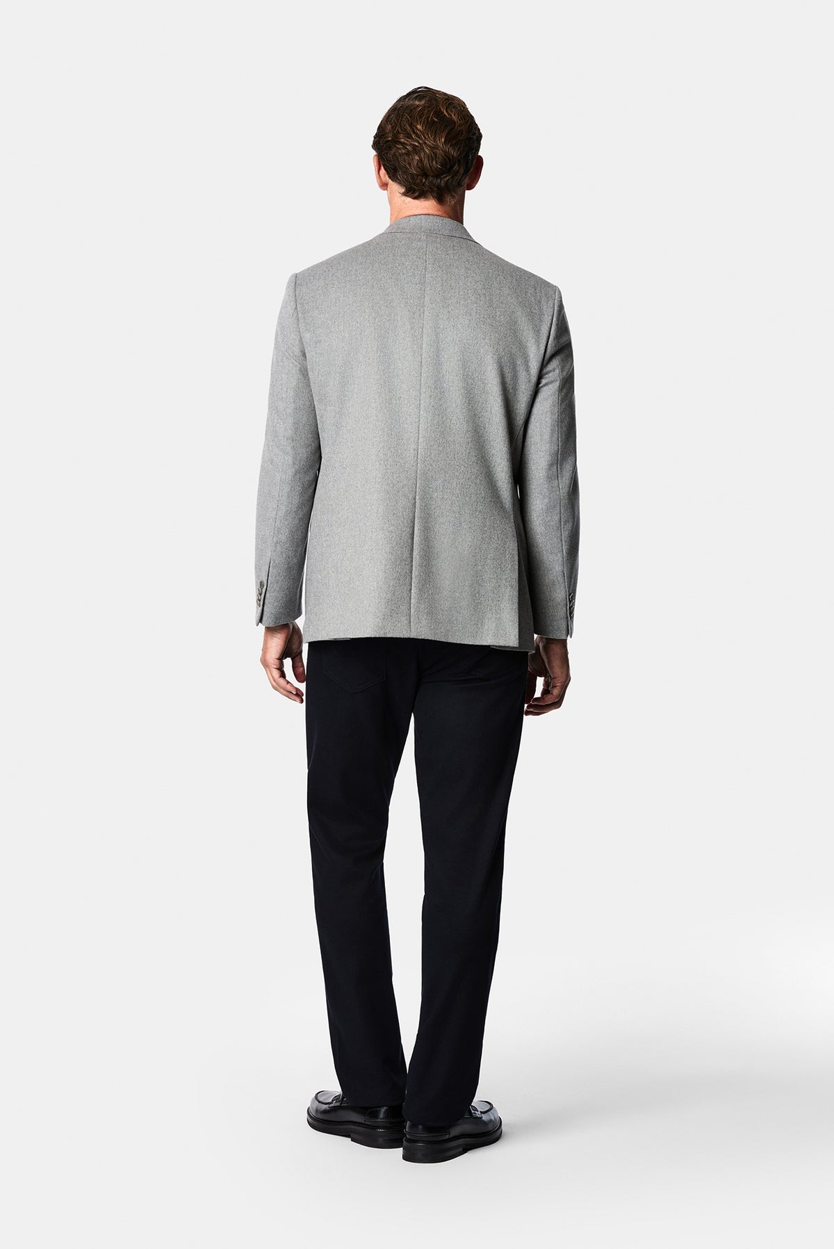 Açık Gri 4 Drop Relaxed Fit Rahat Kesim %100 Yün Mono Yaka Klasik Ceket