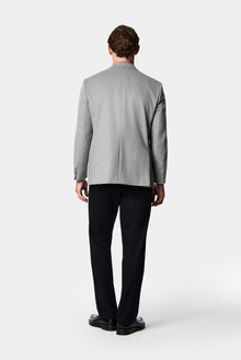 Açık Gri 4 Drop Relaxed Fit Rahat Kesim %100 Yün Mono Yaka Klasik Ceket