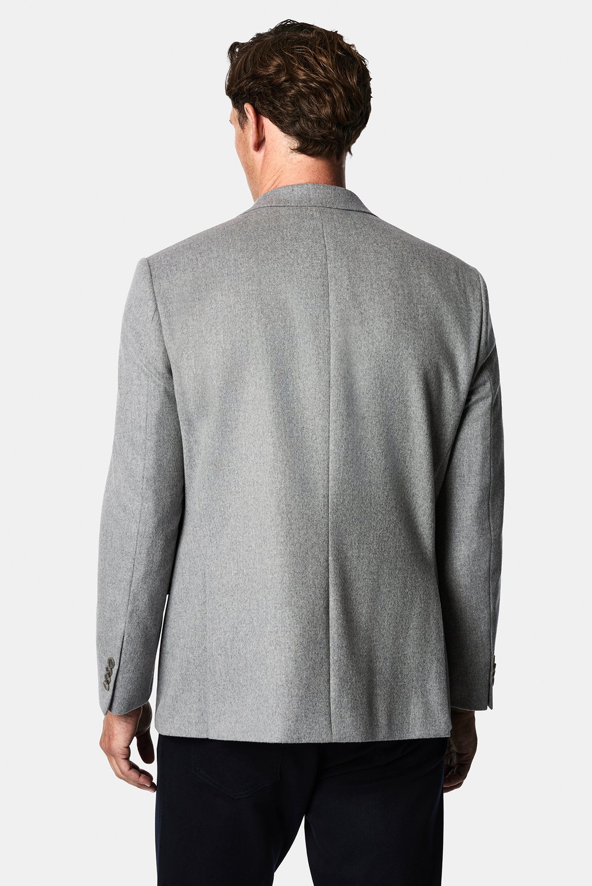 Açık Gri 4 Drop Relaxed Fit Rahat Kesim %100 Yün Mono Yaka Klasik Ceket