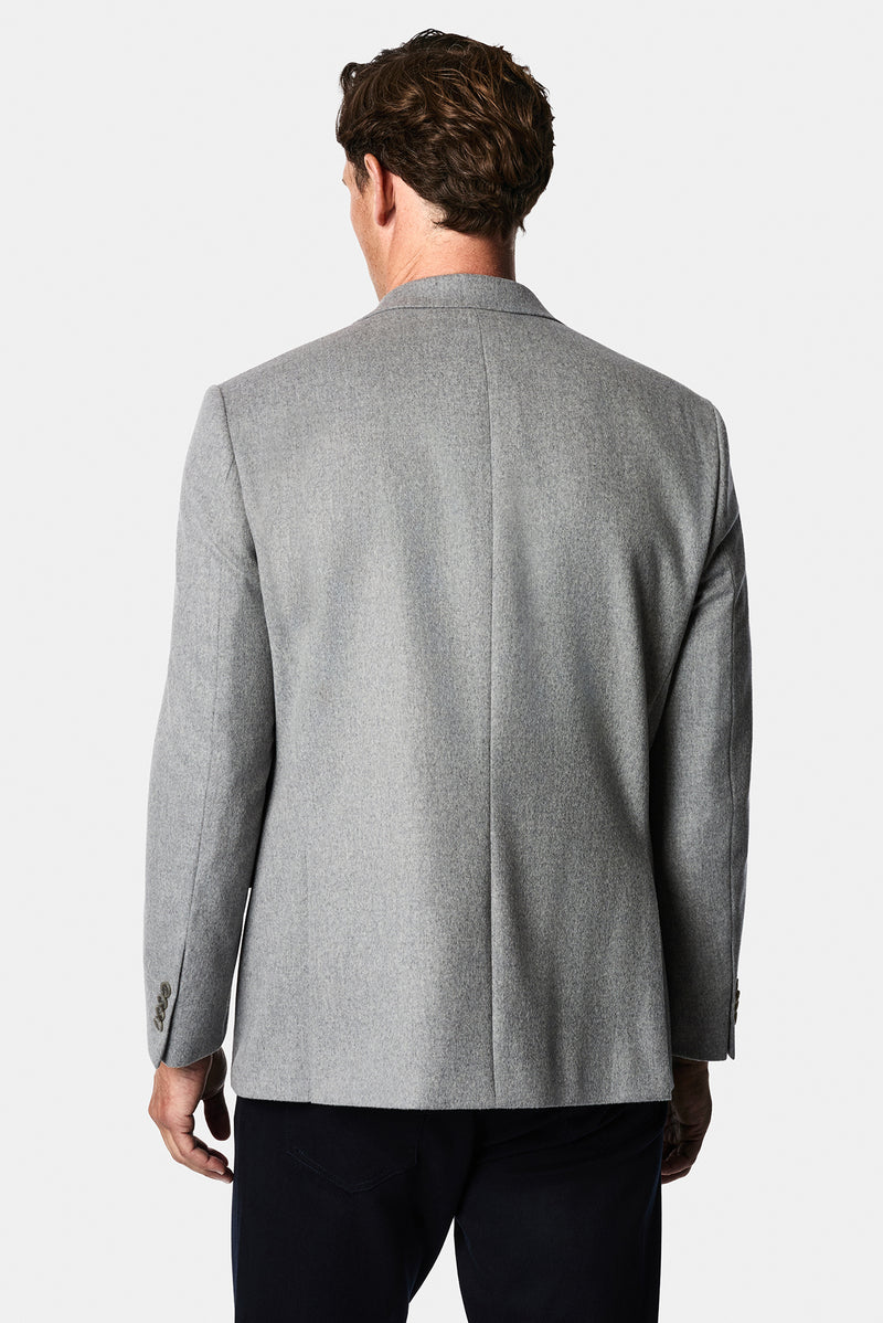 Açık Gri 4 Drop Relaxed Fit Rahat Kesim %100 Yün Mono Yaka Klasik Ceket