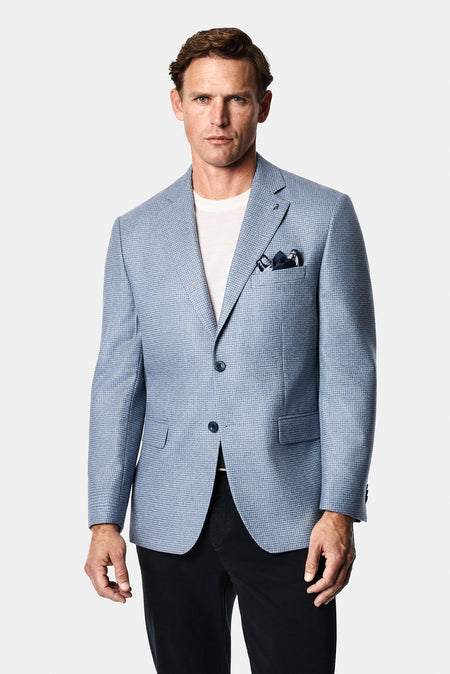 Mavi 4 Drop Relaxed Fit Mono Yaka Mikro Desen Yün Klasik Ceket