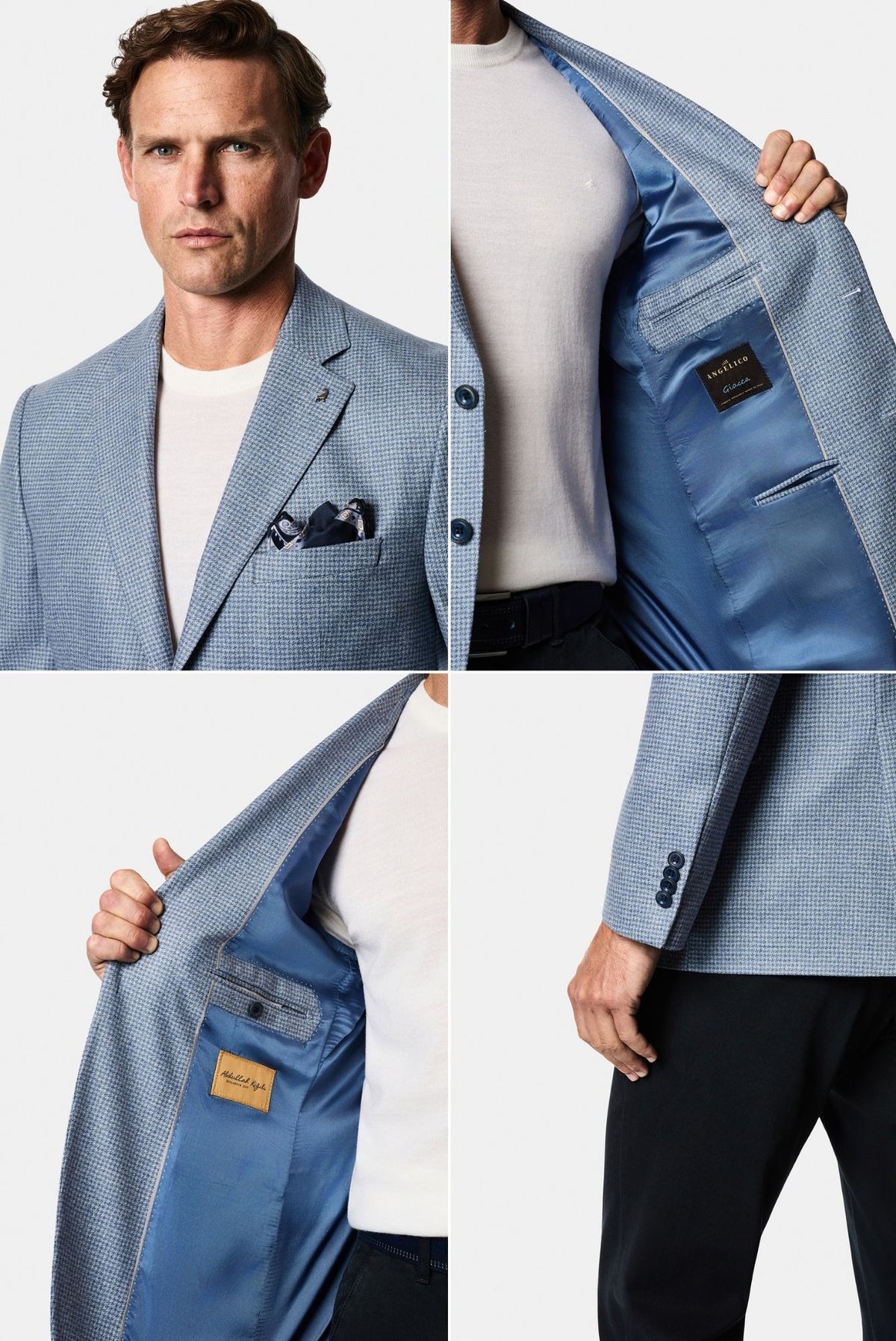 Mavi 4 Drop Relaxed Fit Mono Yaka Mikro Desen Yün Klasik Ceket
