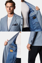 Mavi 4 Drop Relaxed Fit Mono Yaka Mikro Desen Yün Klasik Ceket