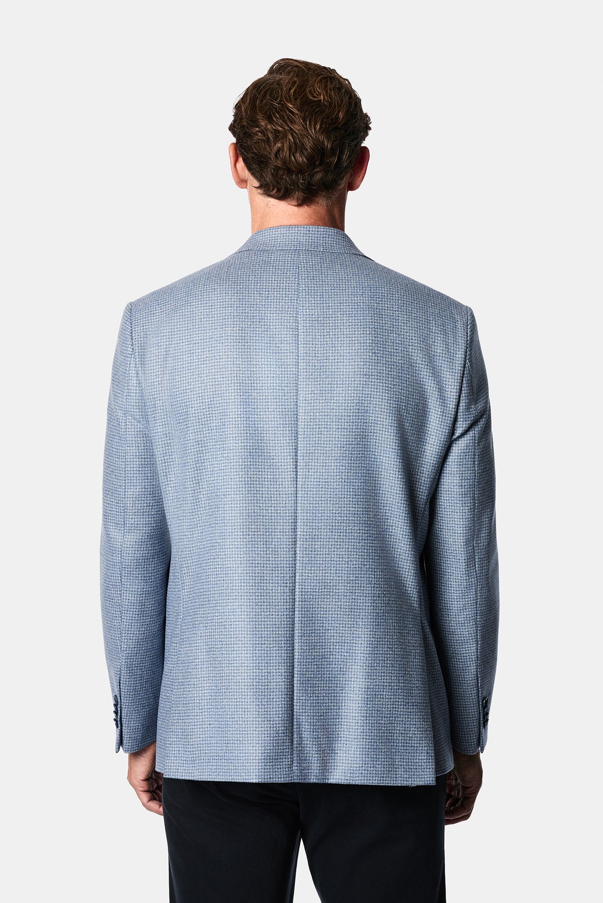 Mavi 4 Drop Relaxed Fit Mono Yaka Mikro Desen Yün Klasik Ceket