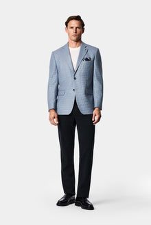 Mavi 4 Drop Relaxed Fit Mono Yaka Mikro Desen Yün Klasik Ceket