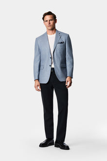 Mavi 4 Drop Relaxed Fit Mono Yaka Mikro Desen Yün Klasik Ceket