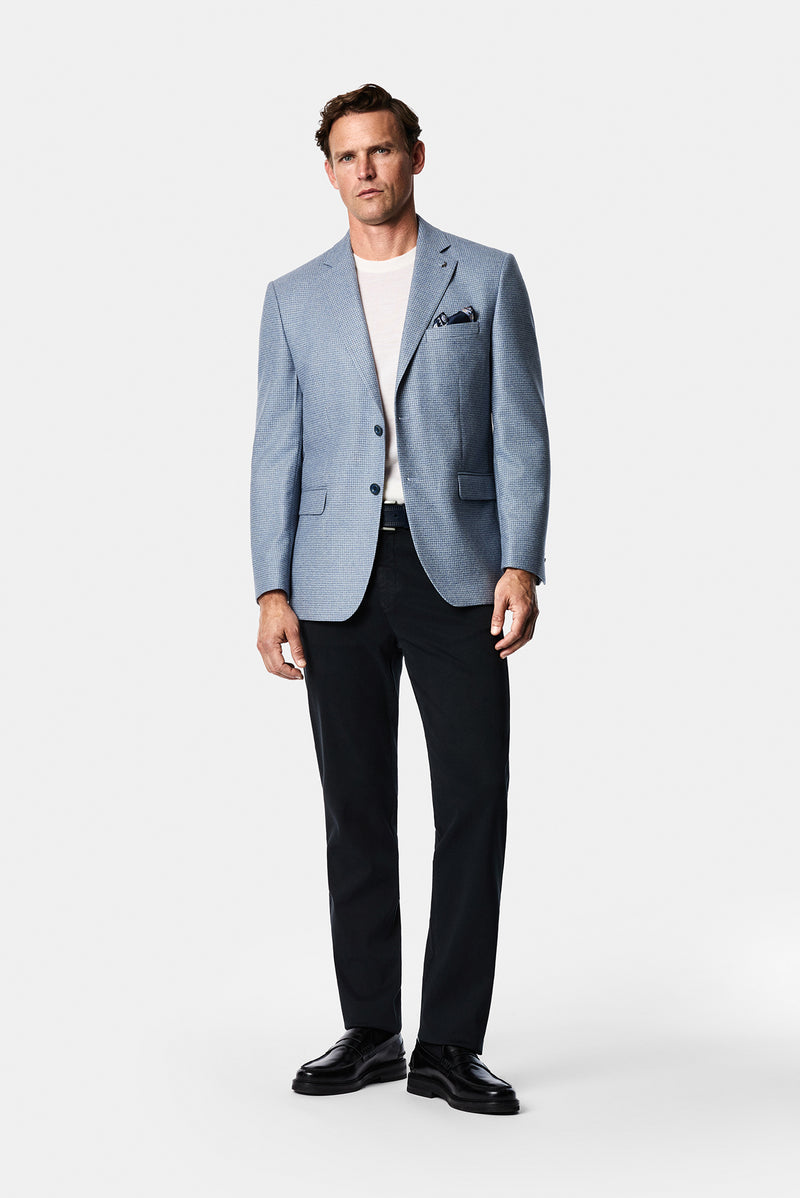 Mavi 4 Drop Relaxed Fit Mono Yaka Mikro Desen Yün Klasik Ceket