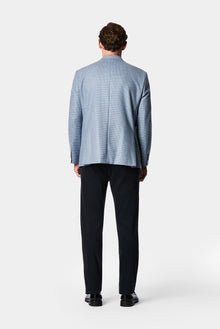Mavi 4 Drop Relaxed Fit Mono Yaka Mikro Desen Yün Klasik Ceket